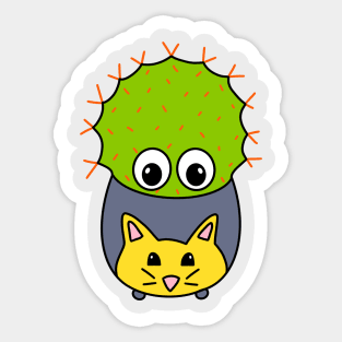 Cute Cactus Design #355: Spiky Cactus In Cute Cat Pot Sticker